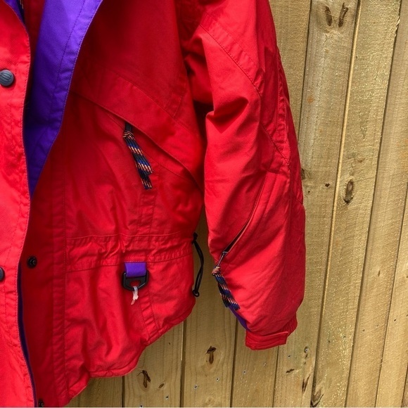 Vintage Slalom Sport Red Purple Rainbow Ski Snow Jacket Size 8 - Picture 3 of 8
